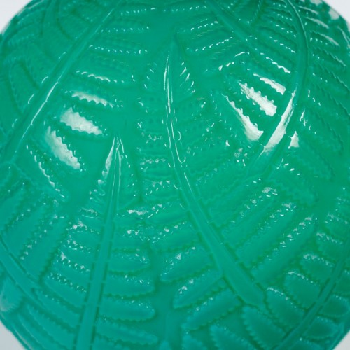1926 René Lalique - Vase Espalion Verre Vert Jade - BG Arts