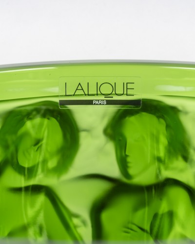 Lalique France - Vase Bacchantes Green Amazone Crystal  - Art Déco