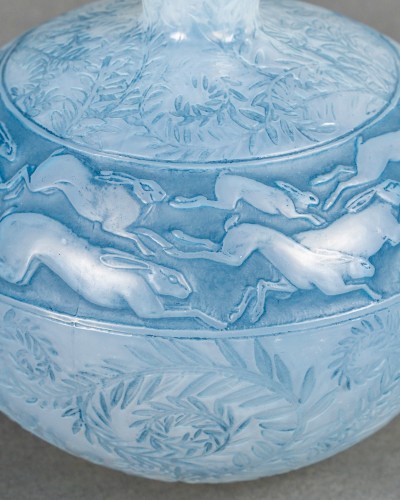 1923 René Lalique - Vase Lievres Hares Rabbits - Art Déco