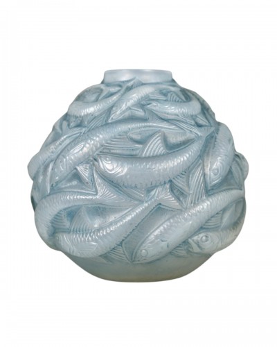 1927 René Lalique - Vase Oleron With Blue Patina
