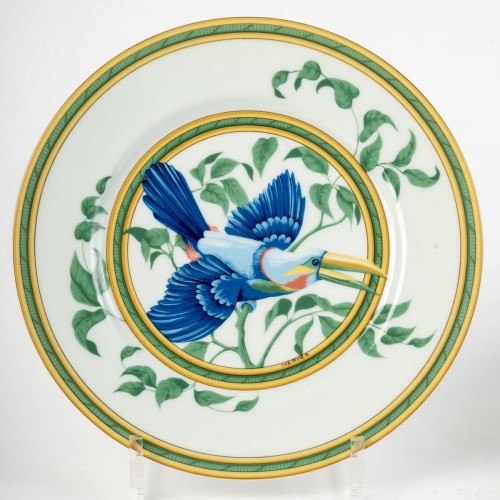 Hermes - Suite de 10 assiettes à entrées dessert Toucan - Argenterie et Arts de la table Style 