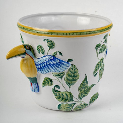 Hermes - Seau à champagne Toucan en faïence de Moustiers - Argenterie et Arts de la table Style 