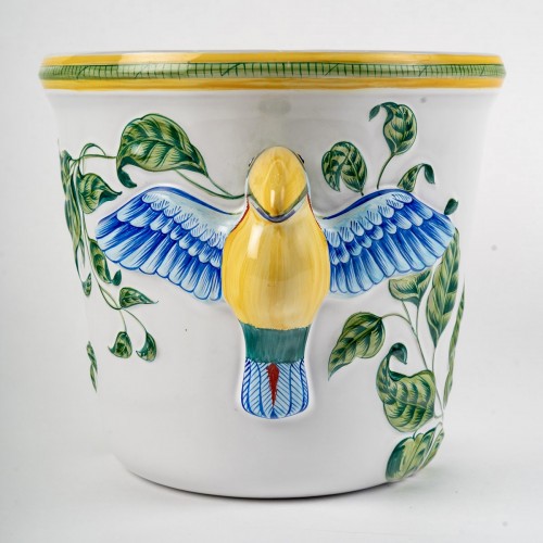 Argenterie et Arts de la table  - Hermes - Seau à champagne Toucan en faïence de Moustiers