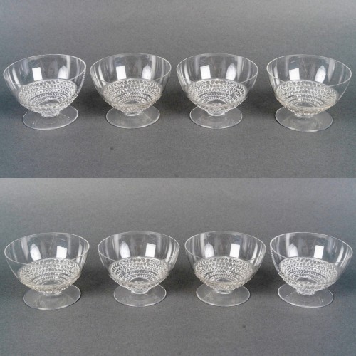silverware & tableware  - 1930 René Lalique Set of 8 Nippon Champagne Glasses