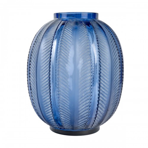 1932 René Lalique - Vase Biskra Navy