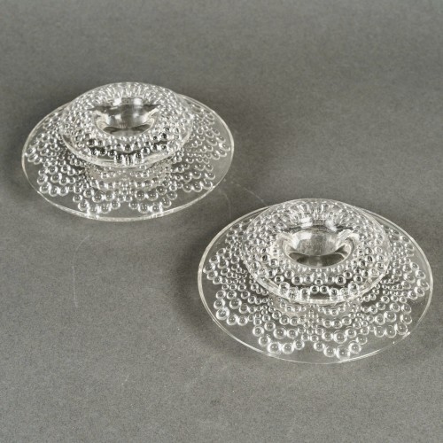 1934 René Lalique - Pair Of Art Deco Candlesticks Saint Gall  - 