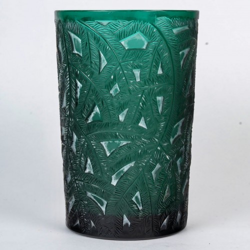 1923 René Lalique - Vase Epicea Spruce Teal  - Glass & Crystal Style Art Déco