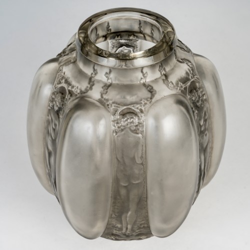 1912 René Lalique - Vase Six Figurines Et Masques - Glass & Crystal Style Art Déco