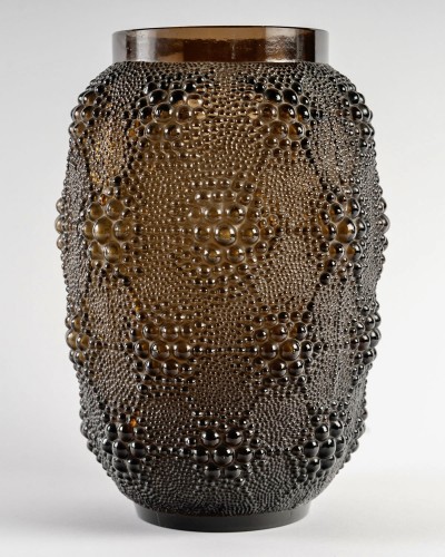 1932 René Lalique - Art Deco Gold Topaz Vase Davos - Glass & Crystal Style Art Déco