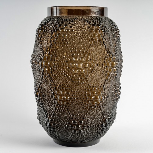 Glass & Crystal  - 1932 René Lalique - Art Deco Gold Topaz Vase Davos