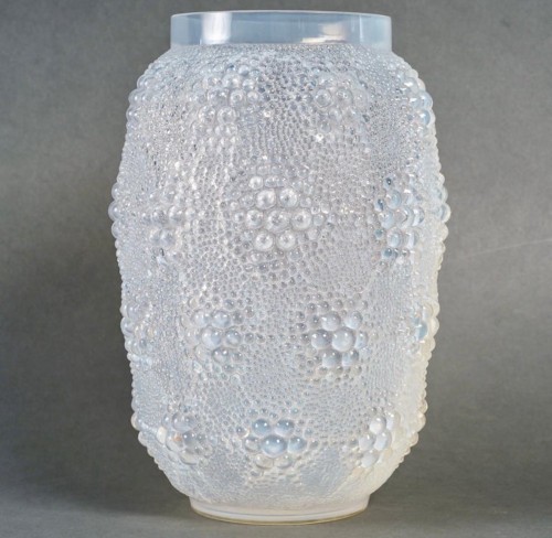 1932 René Lalique - Pair Of Art Deco Vases Davos - Glass & Crystal Style Art Déco