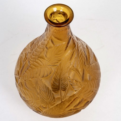 1923 René Lalique - Yellow Amber Sauges Vase - Glass & Crystal Style Art Déco