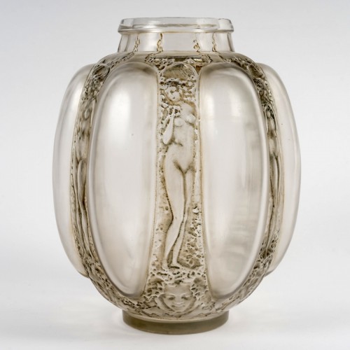 Art Déco - 1912 René Lalique - Vase Six Figurines Et Masques
