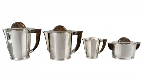 1935 Christofle Cardeilhac - Service Café Thé Art Déco Argent Massif et Palissandre