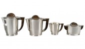 1935 Christofle Cardeilhac - Service café thé art déco en argent massif et palissandre