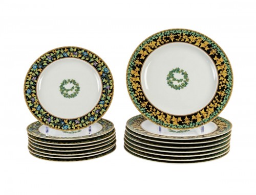 Versace - Service de Table Assiettes et Plats Gold Ivy Lierre d'Or Porcelaine