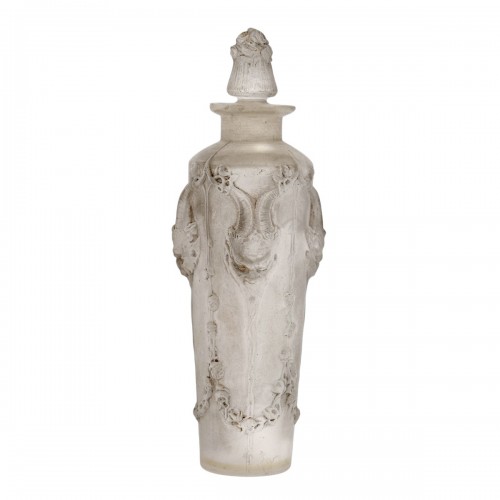 1920 René Lalique - Flacon Pan Verre Blanc Patiné Gris