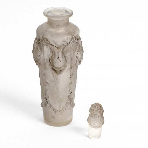 1920 René Lalique - Flacon Pan Verre Blanc Patiné Gris - Verrerie, Cristallerie Style Art nouveau