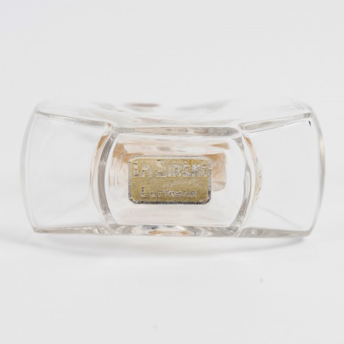 XXe siècle - 1912 René Lalique -Flacon La Sirène Verre Blanc Patiné Sépia pour Burmann