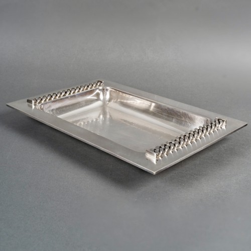 Jean Desprès - Coupe Plat Gourmette Métal Argenté Martelé - BG Arts