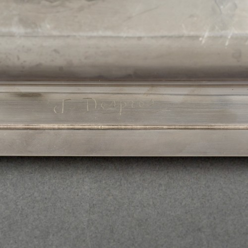 Antiquités - Jean Desprès - Coupe Plat Gourmette Métal Argenté Martelé