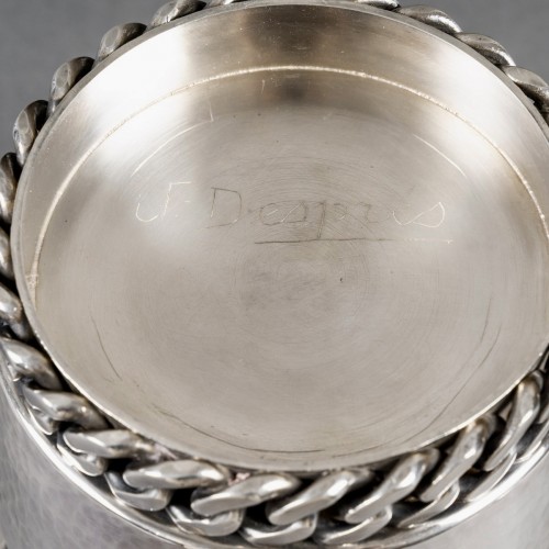Antiquités - Jean Desprès - Seau à Champagne Gourmette Métal Argenté Martelé