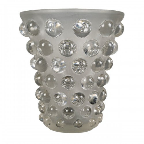 1934 René Lalique - Vase Art Déco Bammako Verre Blanc