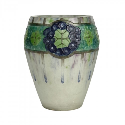 1923 Gabriel Argy Rousseau - Vase Ombelles Umbels Glass Pate De Verre