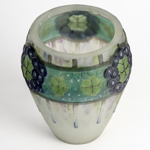 1923 Gabriel Argy Rousseau - Vase Ombelles Umbels Glass Pate De Verre - 