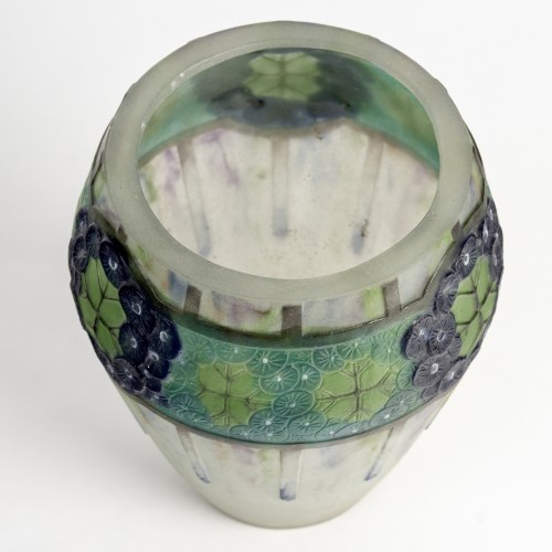 20th century - 1923 Gabriel Argy Rousseau - Vase Ombelles Umbels Glass Pate De Verre