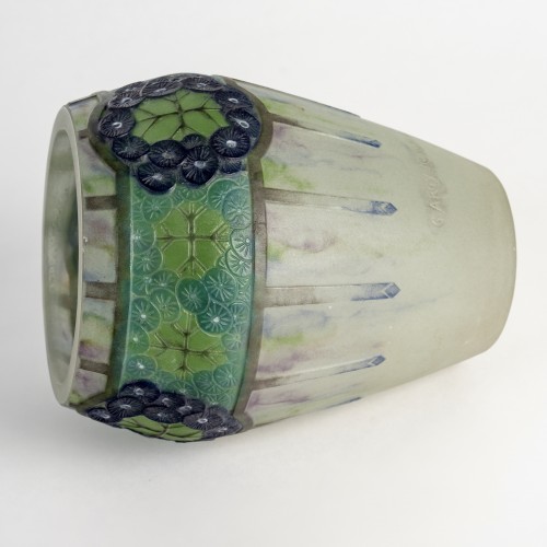 Art Déco - 1923 Gabriel Argy Rousseau - Vase Ombelles Umbels Glass Pate De Verre