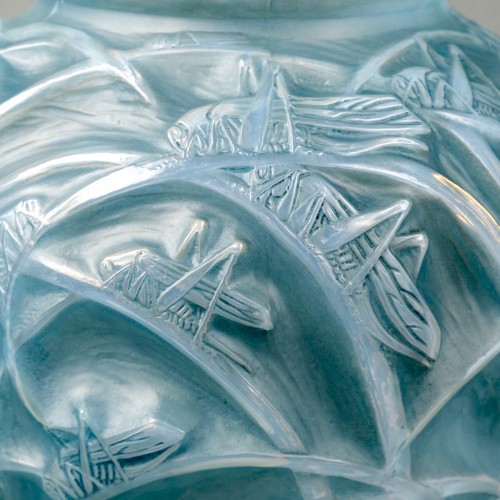 Glass & Crystal  - 1912 René Lalique - Vase Sauterelles Grasshoppers Cased Opalescent Glass