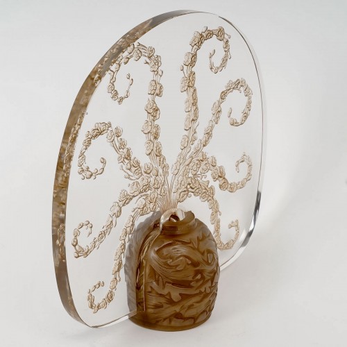 1913 René Lalique - Night Light Perfume Burner Veronique Glass Sepia Patina - Glass & Crystal Style Art Déco