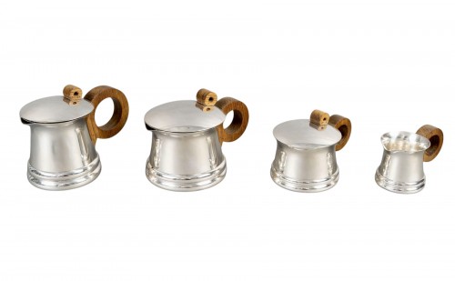 1935 Jean Puiforcat - Service Thé Café Art Déco Moderniste Argent Massif
