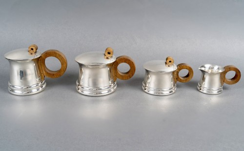 1935 Jean Puiforcat - Art Deco Modernist Tea And Coffee Set Sterling Silver - silverware & tableware Style Art Déco