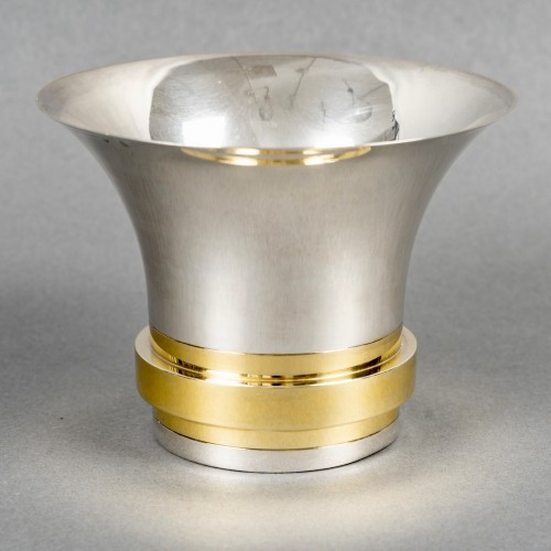 silverware & tableware  - 1937 Jean Puiforcat Modernist Art Deco Vase Bowl Sterling Silver &amp; Vermeil