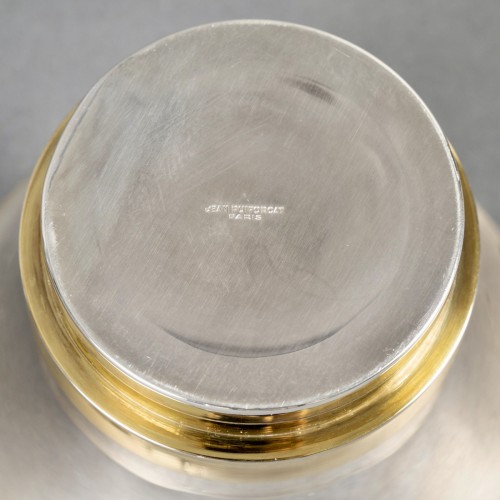 20th century - 1937 Jean Puiforcat Modernist Art Deco Vase Bowl Sterling Silver &amp; Vermeil