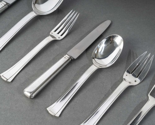 silverware & tableware  - Jean E. Puiforcat - Art Deco Cutlery Flatware Set Dinard Papyrus Silver