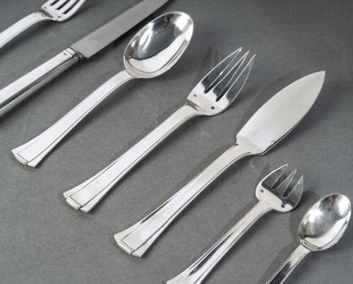 Jean E. Puiforcat - Art Deco Cutlery Flatware Set Dinard Papyrus Silver - 