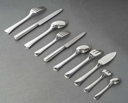 Jean E. Puiforcat - Art Deco Cutlery Flatware Set Dinard Papyrus Silver - Art Déco