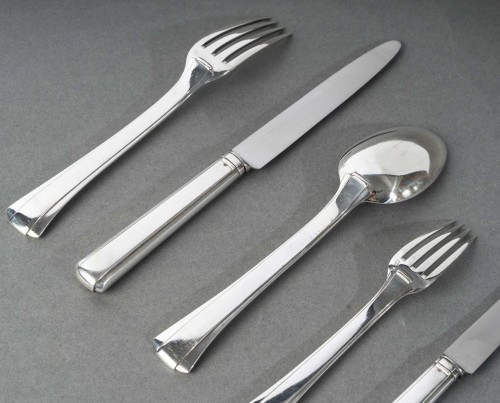 Antiquités - Jean E. Puiforcat - Art Deco Cutlery Flatware Set Dinard Papyrus Silver