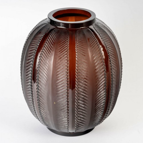 1932 René Lalique - Biskra Vase Amber - Glass & Crystal Style Art Déco