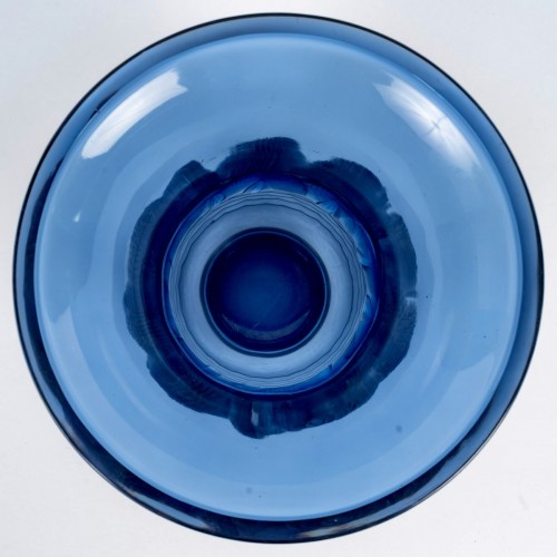 20th century - 1930 René Lalique - Vase Piriac Navy