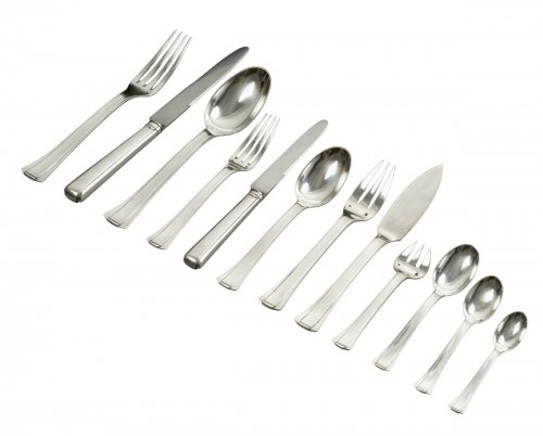 Jean E. Puiforcat - Art Deco Cutlery Flatware Set Dinard Papyrus Sterling