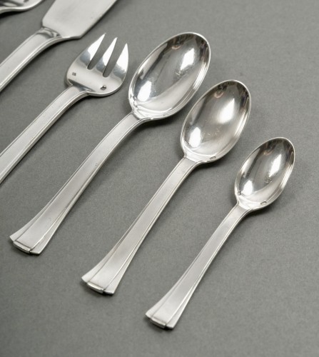 Jean E. Puiforcat - Art Deco Cutlery Flatware Set Dinard Papyrus Sterling - 