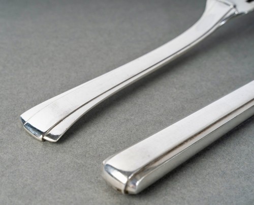 Art Déco - Jean E. Puiforcat - Art Deco Cutlery Flatware Set Dinard Papyrus Sterling