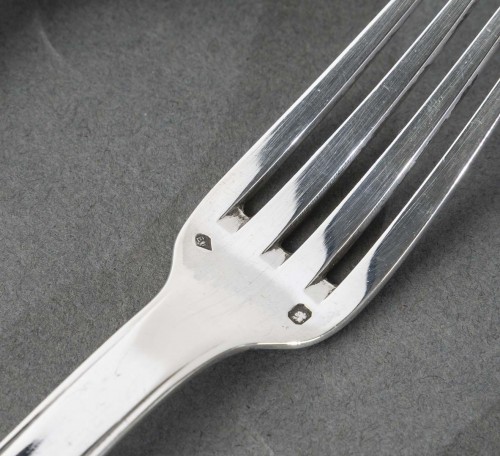 Antiquités - Jean E. Puiforcat - Art Deco Cutlery Flatware Set Dinard Papyrus Sterling