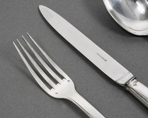 Jean Puiforcat Art Deco Cutlery Flatware Set Menton Sterling Silver 48 pces - silverware & tableware Style Art Déco