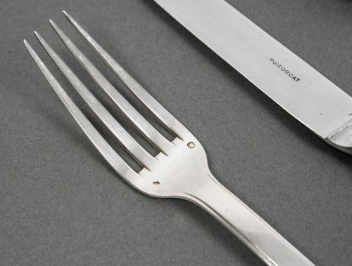 silverware & tableware  - Jean Puiforcat Art Deco Cutlery Flatware Set Menton Sterling Silver 48 pces