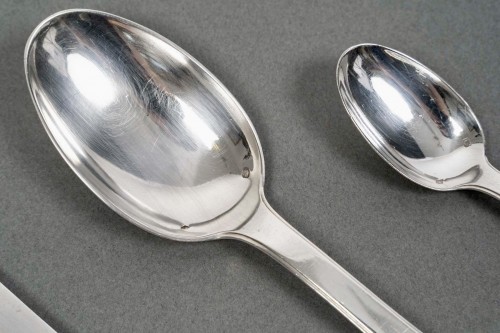Jean Puiforcat Art Deco Cutlery Flatware Set Menton Sterling Silver 48 pces - 
